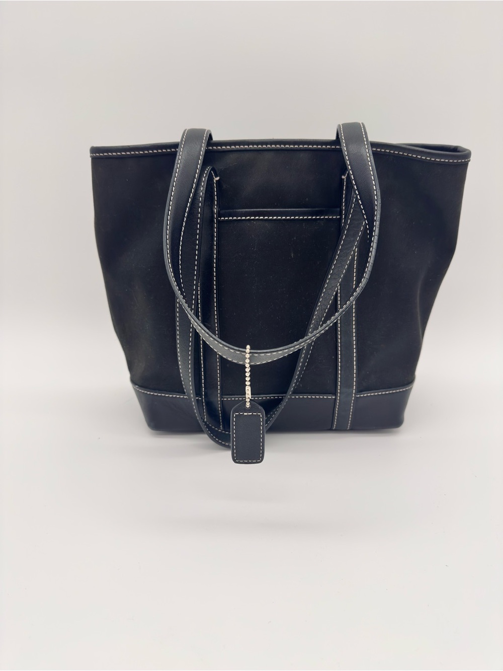 Vintage Coach 5184 Black Leather Canvas Tote Shoulder Bag Y2K